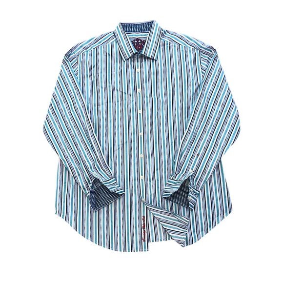 Robert Graham Multicolor Striped Long Sleeve Button-Down Dress Shirt Size 1XL - Picture 4 of 11